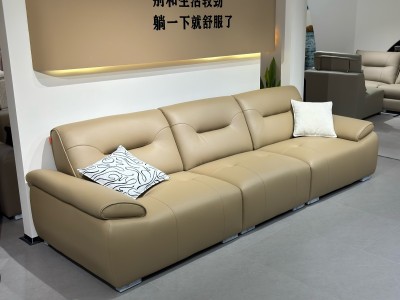 客厅沙发 真皮沙发 直排沙发 软体沙发 Y9956#郁金色 直排2.98米图5