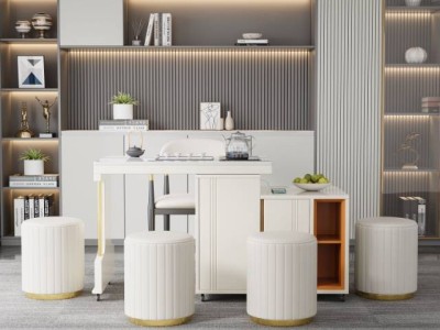 809#360度可移动+旋转茶车，适合任意户型摆放！轻奢茶台 岩板茶台 导台 奶油风茶台 茶桌图2