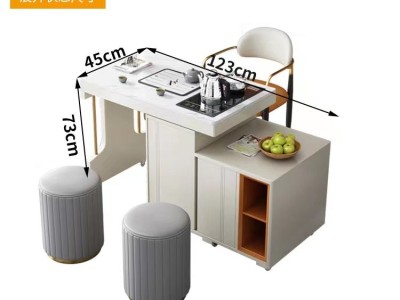 809#360度可移动+旋转茶车，适合任意户型摆放！轻奢茶台 岩板茶台 导台 奶油风茶台 茶桌图8