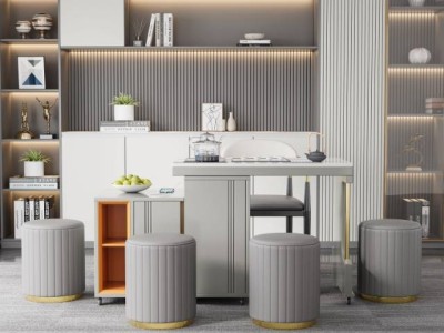 809#360度可移动+旋转茶车，适合任意户型摆放！轻奢茶台 岩板茶台 导台 奶油风茶台 茶桌图5