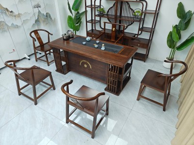 厚德载物茶台 【尺寸】160/180*78/73CM 【材质】橡木 【颜色】胡桃色图6