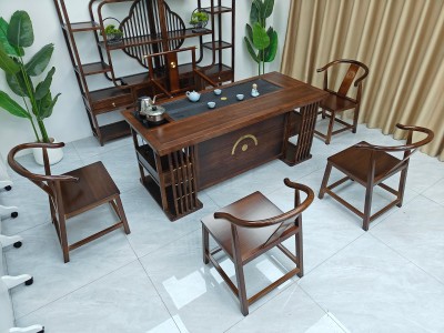 厚德载物茶台 【尺寸】160/180*78/73CM 【材质】橡木 【颜色】胡桃色图7