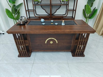 厚德载物茶台 【尺寸】160/180*78/73CM 【材质】橡木 【颜色】胡桃色图8