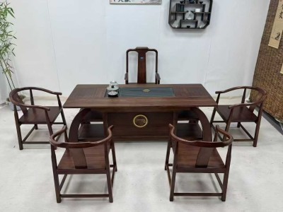 瑞气祥云茶台 【材质】橡木材质+乌金木工艺 【尺寸】2.0米 【颜色】北美色 ​工厂直销，品质保证图2