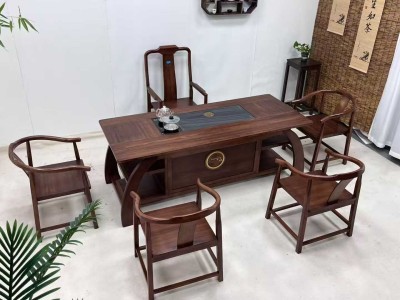 瑞气祥云茶台 【材质】橡木材质+乌金木工艺 【尺寸】2.0米 【颜色】北美色 ​工厂直销，品质保证图3
