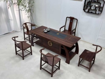瑞气祥云茶台 【材质】橡木材质+乌金木工艺 【尺寸】2.0米 【颜色】北美色 ​工厂直销，品质保证图4