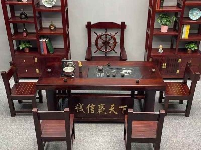 诚信赢天下茶台，老船木材质茶台，尺寸齐全图3