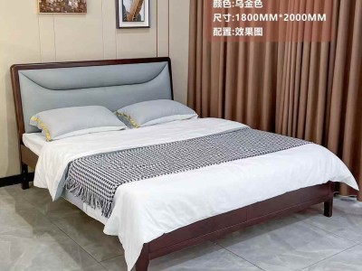 新中式 新古典 实木床  尺寸有：1.5米，1.8米，  多种配置可选。图3