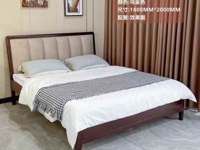新中式 新古典 实木床  尺寸有：1.5米，1.8米，  多种配置可选。图4