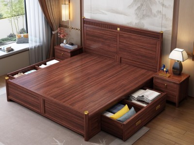 新中式实木床，乌金木，1.5米、1.8米图4