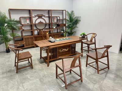 祥瑞茶台（新款） 【尺寸】180/200*80*73CM 【材质】橡木➕乌金木工艺 【颜色】北美胡/黑胡桃  实木加厚面板，高品质擦色工艺，质量过硬图8