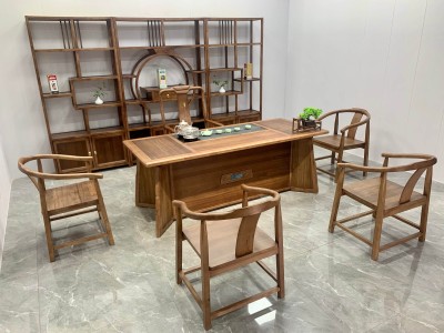 海纳百川茶台【尺寸】180/200*80*73CM 【材质】橡木➕乌金木工艺 【颜色】北美胡图4