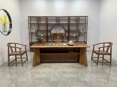 海纳百川茶台【尺寸】180/200*80*73CM 【材质】橡木➕乌金木工艺 【颜色】北美胡图6