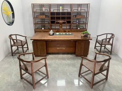 扬帆起航茶台 【尺寸】200/220*85*74CM 【材质】金秋檀木 【颜色】北美胡/黑胡桃 实用大气，高品擦色工艺，质量过硬图2