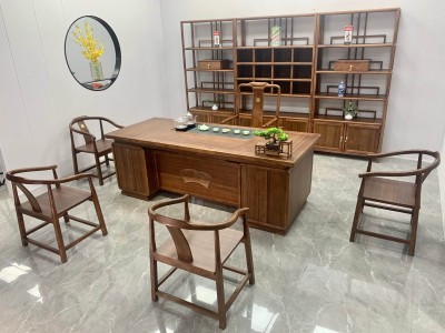 扬帆起航茶台 【尺寸】200/220*85*74CM 【材质】金秋檀木 【颜色】北美胡/黑胡桃 实用大气，高品擦色工艺，质量过硬图3