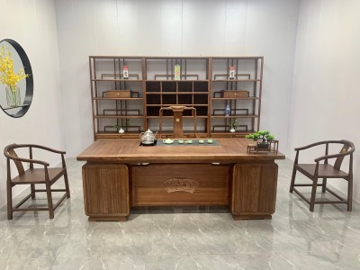 扬帆起航茶台 【尺寸】200/220*85*74CM 【材质】金秋檀木 【颜色】北美胡/黑胡桃 实用大气，高品擦色工艺，质量过硬图5