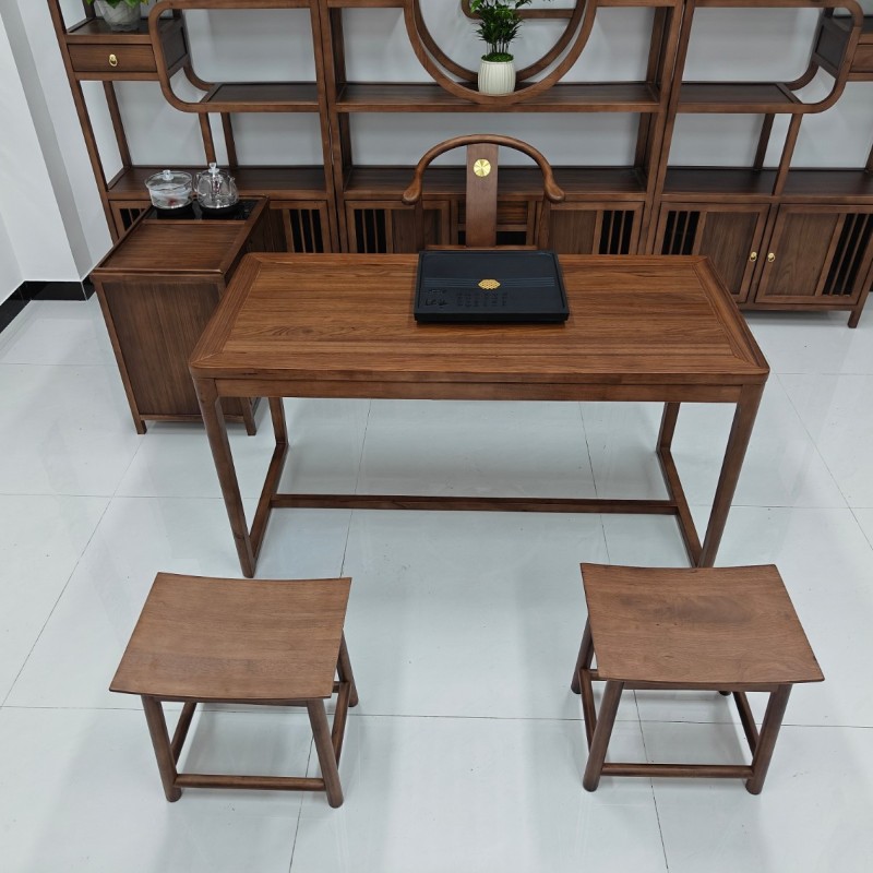 素茗干泡茶台 【规格】120/140*65*74CM 【材质】橡木乌金木工艺 【颜色】北美胡/乌金色