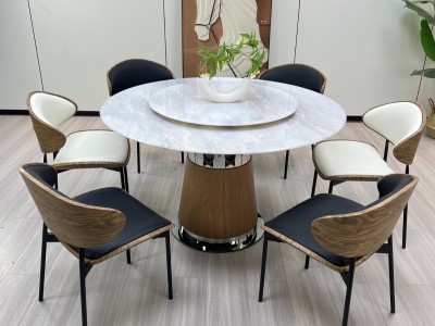 餐桌椅，餐厅家具，饭桌，餐台，台脚：A65# 台面：F803#超晶 颜色：黑色、胡桃色图3