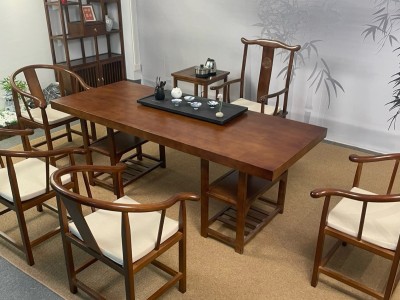 实木大板茶台，茶桌，进口橡胶木大板 尺寸：1.6、1.8、2、2.2、2.4米图3