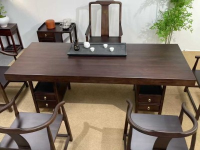 乌金大板茶台（10公分厚）【黑胡桃】 尺寸齐全：1.6米、1.8米、2米、2.2米、2.4米、2.6米、2.8米、3米图2