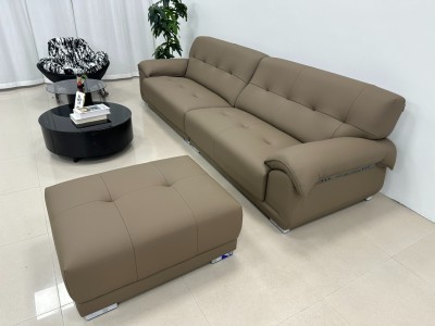 皮沙发，直排沙发，客厅沙发，软体沙发，8605# 尺寸：3.05米 颜色：黑色，棕色 材质：加厚生态真皮，进口落叶松，功能弹簧，高回弹海绵，一字型5分高镜面脚图4