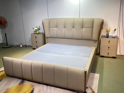 8810#皮床，新品上市（专利产品） 【颜色】卡其色 【面料】正版生态真皮图9
