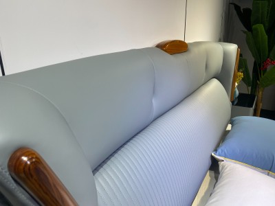 8805#皮床，新品上市（专利产品） 【颜色】灰色，可定制各种颜色 【面料】正版生态真皮图2