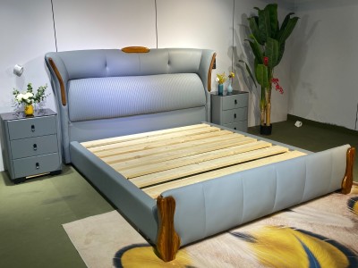 8805#皮床，新品上市（专利产品） 【颜色】灰色，可定制各种颜色 【面料】正版生态真皮图6