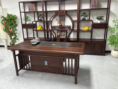 博雅茶台 【规格】180*80*73cm 【材质】橡木➕乌金木工艺 【颜色】黑胡桃图2