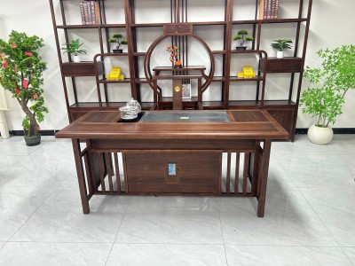 博雅茶台 【规格】180*80*73cm 【材质】橡木➕乌金木工艺 【颜色】黑胡桃图3
