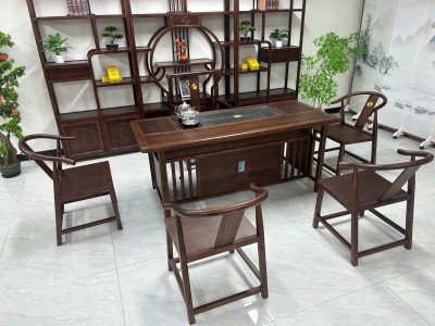 博雅茶台 【规格】180*80*73cm 【材质】橡木➕乌金木工艺 【颜色】黑胡桃图4