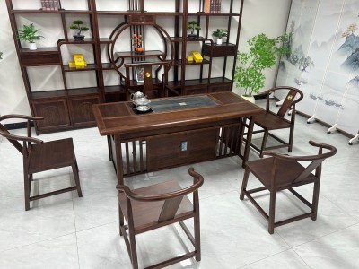 博雅茶台 【规格】180*80*73cm 【材质】橡木➕乌金木工艺 【颜色】黑胡桃图5