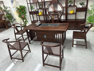 博雅茶台 【规格】180*80*73cm 【材质】橡木➕乌金木工艺 【颜色】黑胡桃图6