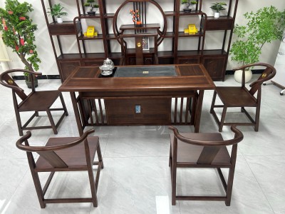 博雅茶台 【规格】180*80*73cm 【材质】橡木➕乌金木工艺 【颜色】黑胡桃图7