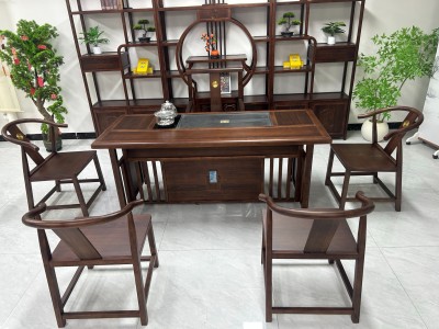 博雅茶台 【规格】180*80*73cm 【材质】橡木➕乌金木工艺 【颜色】黑胡桃图8