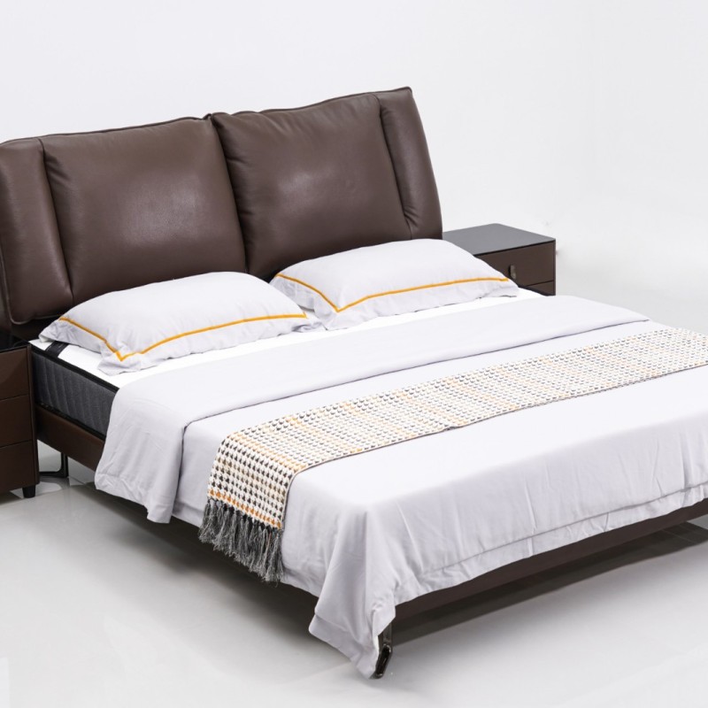 新款上新， 中厚甩头层牛皮：S05帆船 帆船床边，6D床板，双龙骨，企鹅脚，三抽柜