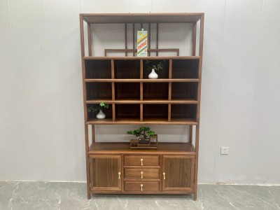 高品致尚➕二抽屉博古架 【尺寸】316×33×196CM（三组合）126×33×196CM（中柜）             190×33×196CM （两组合） 【材质】橡木 【颜色】北美胡/黑胡桃图7