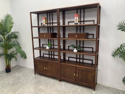高品致尚➕二抽屉博古架 【尺寸】316×33×196CM（三组合）126×33×196CM（中柜）             190×33×196CM （两组合） 【材质】橡木 【颜色】北美胡/黑胡桃图6