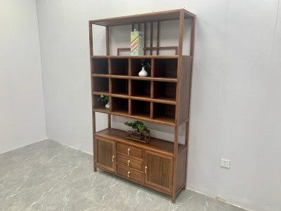 高品致尚➕二抽屉博古架 【尺寸】316×33×196CM（三组合）126×33×196CM（中柜）             190×33×196CM （两组合） 【材质】橡木 【颜色】北美胡/黑胡桃图8