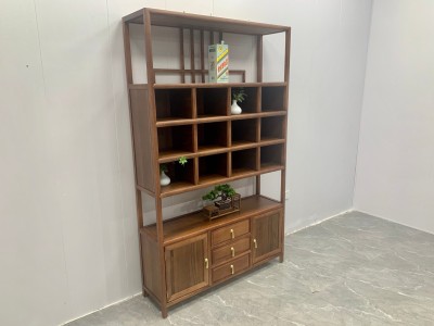高品致尚➕二抽屉博古架 【尺寸】316×33×196CM（三组合）126×33×196CM（中柜）             190×33×196CM （两组合） 【材质】橡木 【颜色】北美胡/黑胡桃图9