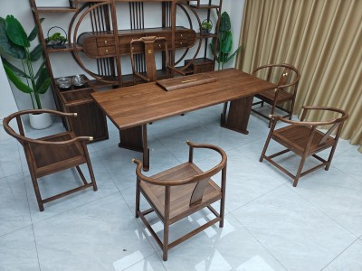 国泰大板茶台 【尺寸】200/220/240*88*75CM 【材质】非洲檀木（乌金木工艺） 【颜色】黑胡桃图4