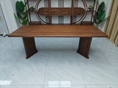 国泰大板茶台 【尺寸】200/220/240*88*75CM 【材质】非洲檀木（乌金木工艺） 【颜色】黑胡桃图6