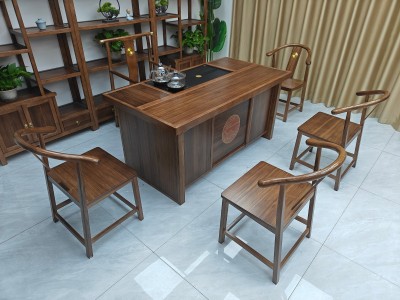 大展鸿图茶台（新款） 【尺寸】160/180/200*80*73CM 【材质】橡木 【颜色】板栗色图4