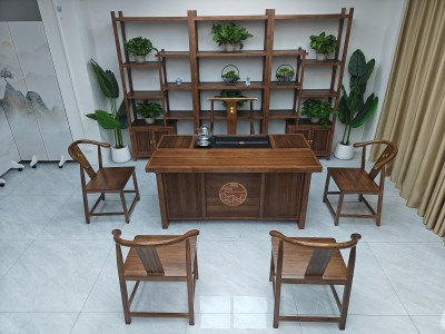 大展鸿图茶台（新款） 【尺寸】160/180/200*80*73CM 【材质】橡木 【颜色】板栗色图2