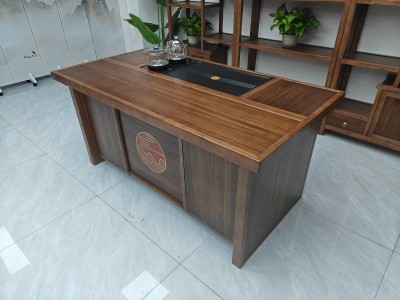 大展鸿图茶台（新款） 【尺寸】160/180/200*80*73CM 【材质】橡木 【颜色】板栗色图7
