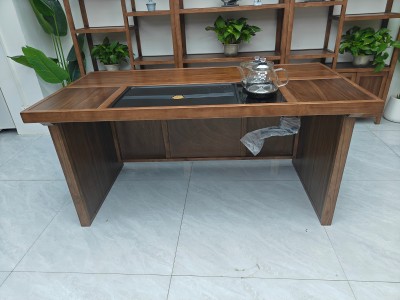 大展鸿图茶台（新款） 【尺寸】160/180/200*80*73CM 【材质】橡木 【颜色】板栗色图9