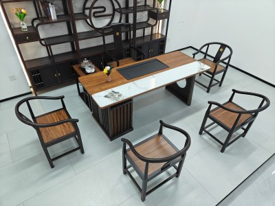云尚茶台 【规格】180/200*80*73CM 【材质】乌金木工艺 【颜色】双拼色 甄选品质，中式与现代结合图4
