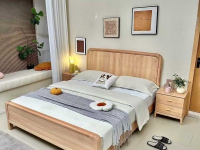 南洋白橡实木床，臻实家具图2