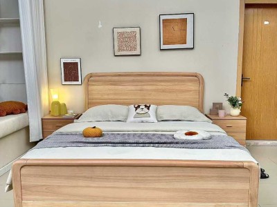 南洋白橡实木床，臻实家具图3