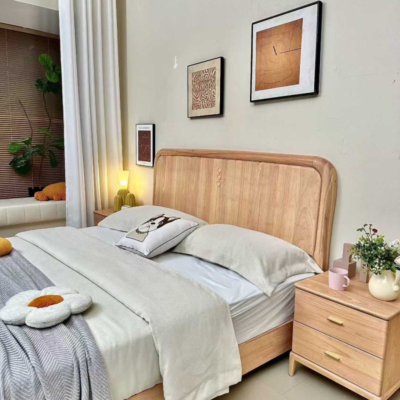 南洋白橡实木床，臻实家具